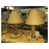 (2) ASPEN LOG TABLE LAMPS W/ SHADES