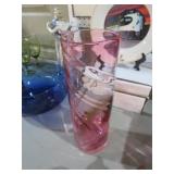 OMBRE PINK CYLINDER ART GLASS VASE
