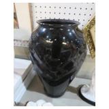 MID CENTURY ART DECO ATOMIC BLACK VASE