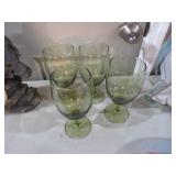 MID CENTURY AVOCADO GREEN WINE GOBLETS