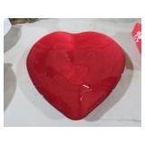 VIETRI BAROQUE RED GLASS HEART PLATE