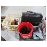 COLLECTION OF NAILS, FUSES, SHELL CASINGS,LUNCHBOX