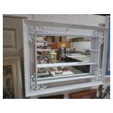 PAINTED WOOD WALL SHELF MIRROR
