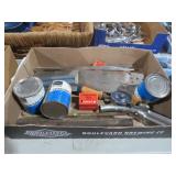COLLECTION OF SAWBLADES, CHAINSAW OIL, MISC