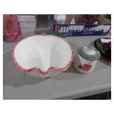 1980S APPLE SPONGEWARE BOWL AND SUGAR DISH