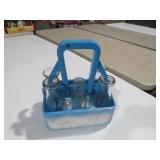 CARRIER WITH MILK BOTTLES SOME ARE VINTAGE