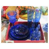 (14PCS) VINTAGE COBALT GLASSWARE