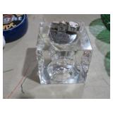 MID CENTURY CRYSTAL ICE CUBE TABLE LIGHTER