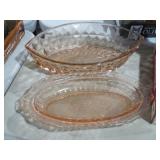 (2) PINK DEPRESSION SERVING DISHES