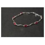 ELEGANT STERLING SILVER PINK RUBY BRACELET