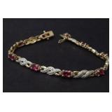 RADIANT STERLING SILVER PINK RUBY BRACELET