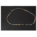 BEAUTIFUL STERLING SILVER CATS EYE GLASS NECKLACE