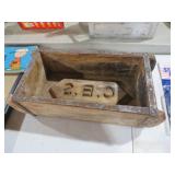 EARLY WOOD BOX WITH CBS LETTERS