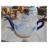 UNIQUE IRIDESCENT BLUE TEAPOT