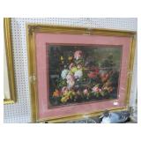 GOLD ORNATE FRAMED STILL LIFE FLORAL PRINT
