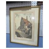 FRAMED ARTIST SIGNED VILLAGE PRINT