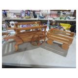 HANDMADE WOOD WHEEL BARROW AND WAGON