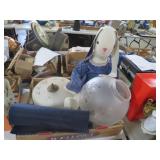 COLLECTION OF VTG GLASS GLOBES, STUFF RABBIT, MISC
