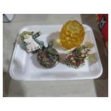 BRASS PILL BOX, PAPER WEIGHT, ANGEL FIGURINES