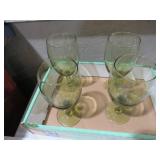 MID CENTURY GREEN AVOCADO WINE GLASSES