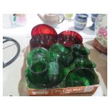 VTG RED & GREEN GLASS DISHES