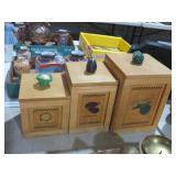 VTG WOOD CANISTER SET VEGTABLE THEME