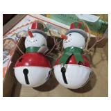 (2) METAL SNOWMAN JINGLE BELL DECOR