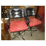 PAIR PADDED SEAT & BACK SWIVEL BARSTOOLS
