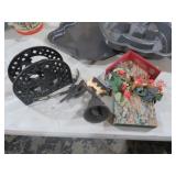 CAST IRON- ROOSTER NAPKIN HOLDER, DINNER BELL, MIS