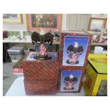 COLLECTION OF EAGLES ON AMERICAN FLAGS FIGURINES