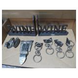 COLL OF PEWTER DUCKS, BUCKLE, AND IRON BOOKENDS