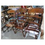 (3) WOOD CARVED BACK CHAIRS