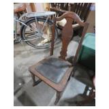 ANTIQUE LADIES ROCKER W/ LEATHER SEAR CUSHION