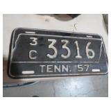 VINTAGE 1957 TENN LICENSE PLATE