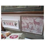 (2) FRAMED DEER PRINT AND NOEL SIGN