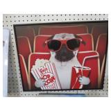FRAMED PUG MOVIE HUMOR OIL ON CANVAS