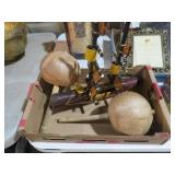 COLLECTION OF CARVED GOURD MARACAS AND SHIP