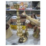 BRASS LOT- 18" CANDLE, MASK & BELL