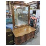 ANTIQUE TIGER OAK 3DWR DRESSER W/ BEVEL MIRROR