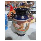 MADE IN JAPAN COBALT AND HANDPAINTED VASE