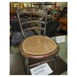 ANTIQUE STENCILED BACK WOVEN SEAT CHILDS CHAIR