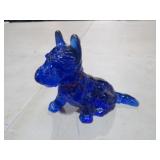COBALT BLUE GLASS SCOTTY DOG