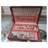 COLLECTION OF SILVER PLATED FLATWARE WITH BOX
