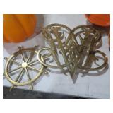 SIGNED BRASS TRINKET & SHIPS WHEEL SEE DESCRIPTION