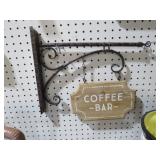 COFFEE BAR SIGN WITH METAL HANGING BRACKET