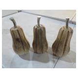 (3) HANDCARVED WOOD GOURDS