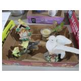 VINTAGE BIRD CLOCK WALL POCKET AND FIGURINES