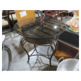 WROUGHT IRON BASE GLASS TOP TABLE