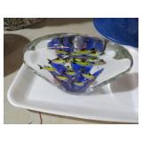 LARGE SCHOOL OF FISH GLASS PAPERWEIGHT