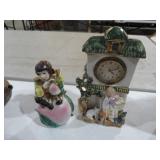 VINTAGE FIGURAL CLOCK  AND FIGURE